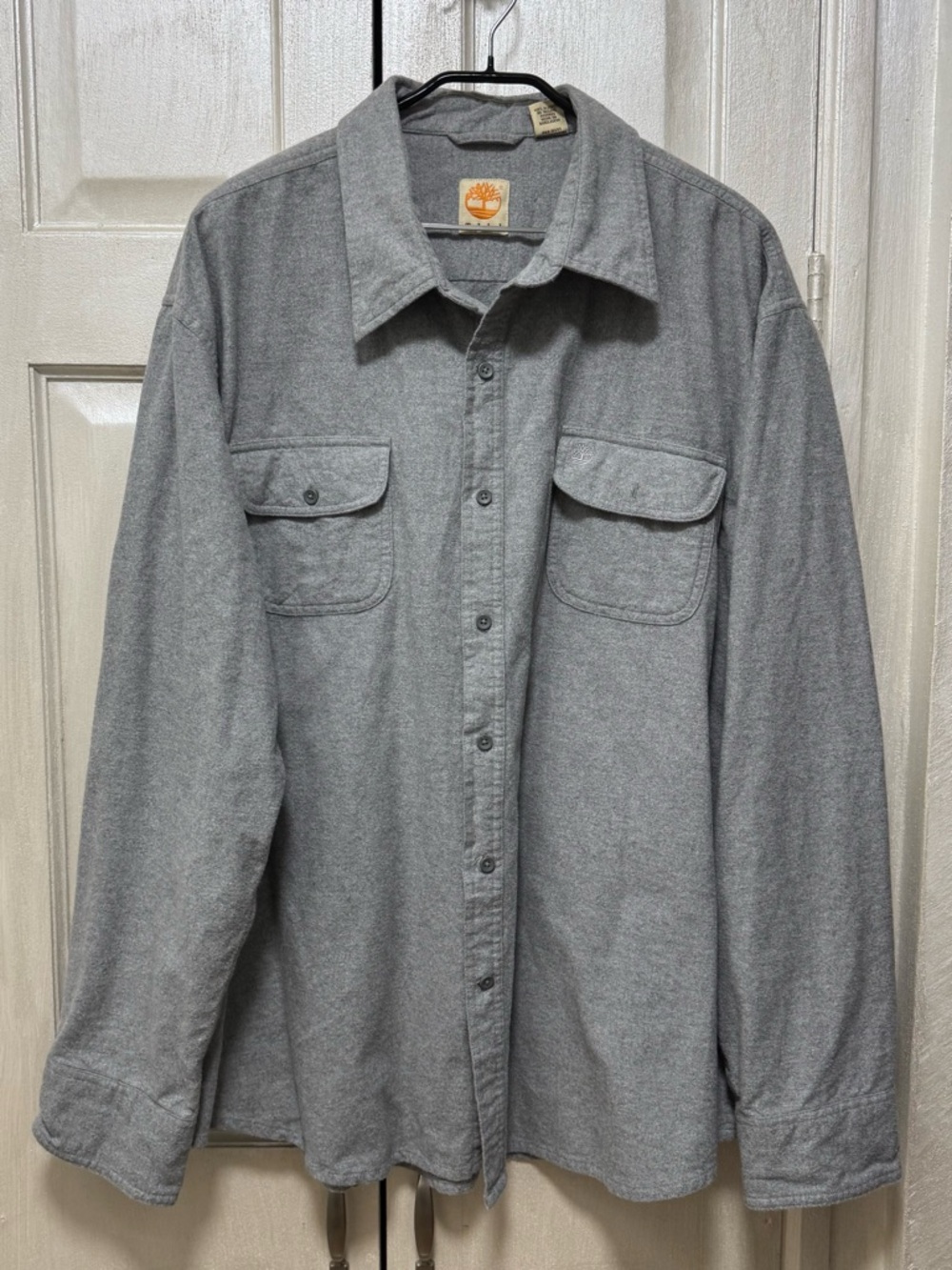 Timberland solid heather gray flannel long sleeve button-down shirt men sz 2Xl